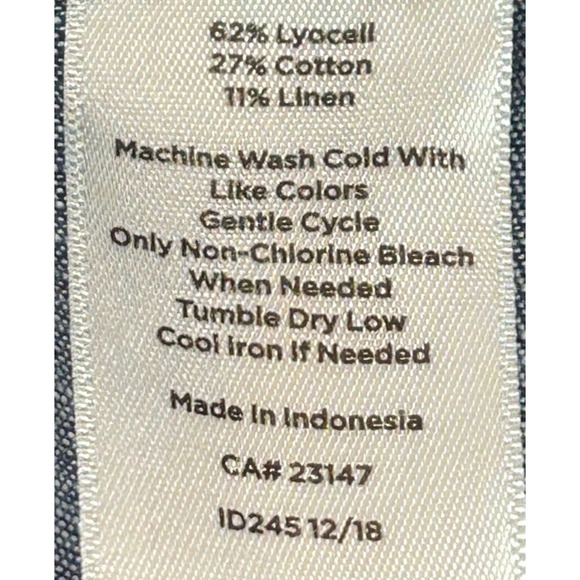 Talbots Pants Womens 12 Petite Blue Actual 34X24 Linen Blend Pull On Crop - Picture 6 of 7